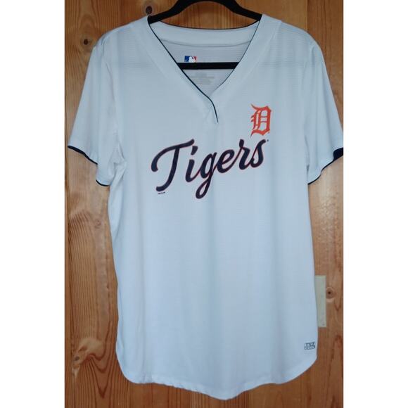 MLB Detroit Tigers Jersey Womens XL TX3 Cool Fabric White Blue Detail Sport Fan - Picture 3 of 9